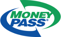 Green and Blue circle with the words "money pass" written in the middle.